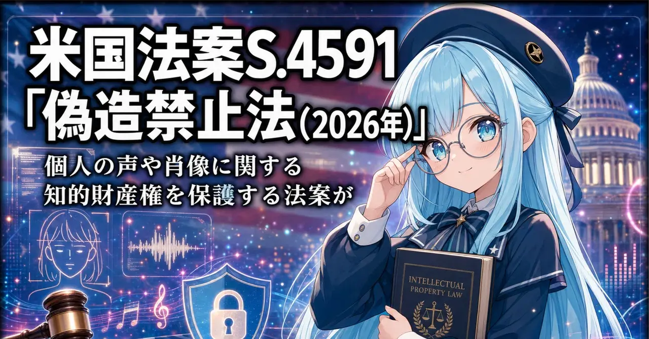 米国法案S.4591「偽造禁止法（2026年）」個人の声や肖像に関する知的財産権を保護する法案 #NOFAKESAct とは?