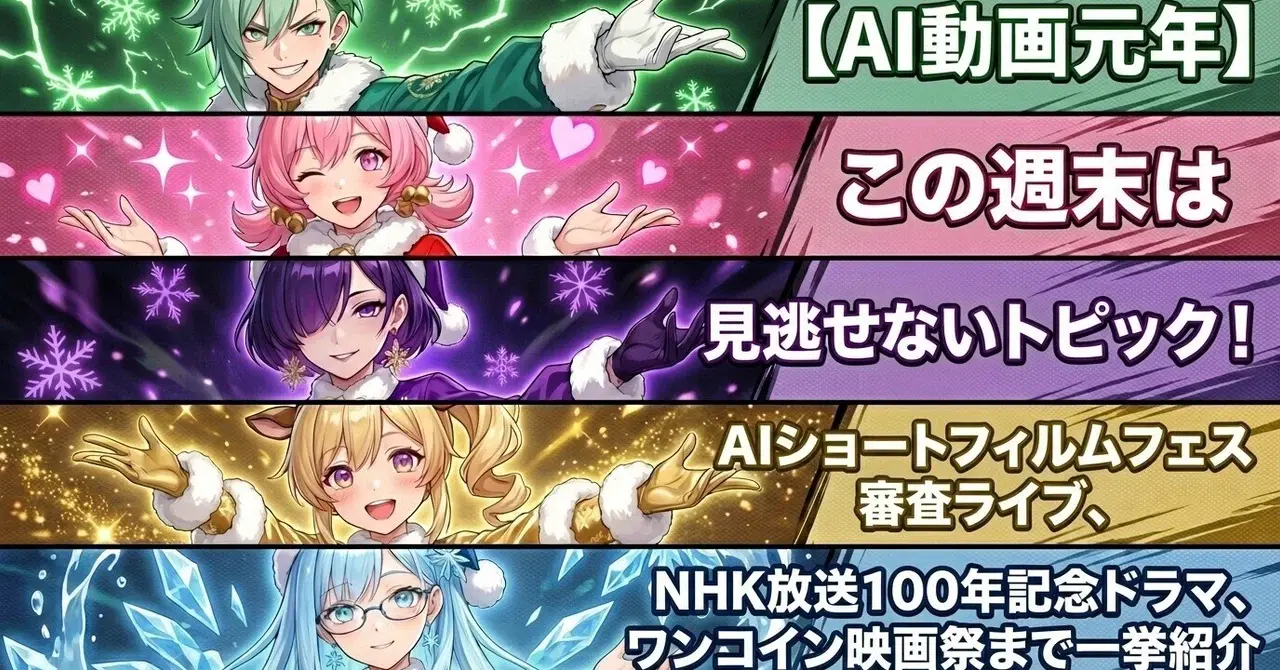 【AI動画元年】この週末は見逃せない!AIショートフィルムフェス審査ライブ、NHK放送100年記念ドラマ、ワンコイン映画祭まで一挙紹介